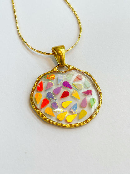 Small disco pendant necklace plated in real gold