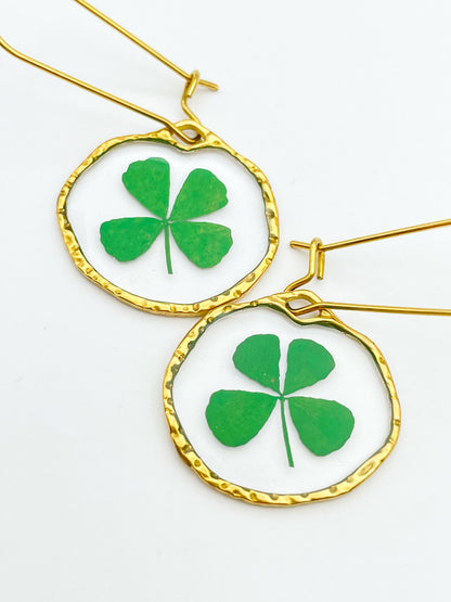 Four-leaf clover good luck earrings in small size