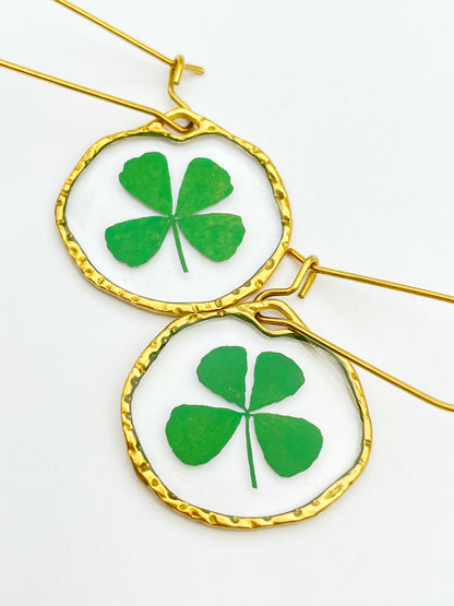 Four-leaf clover good luck earrings in small size