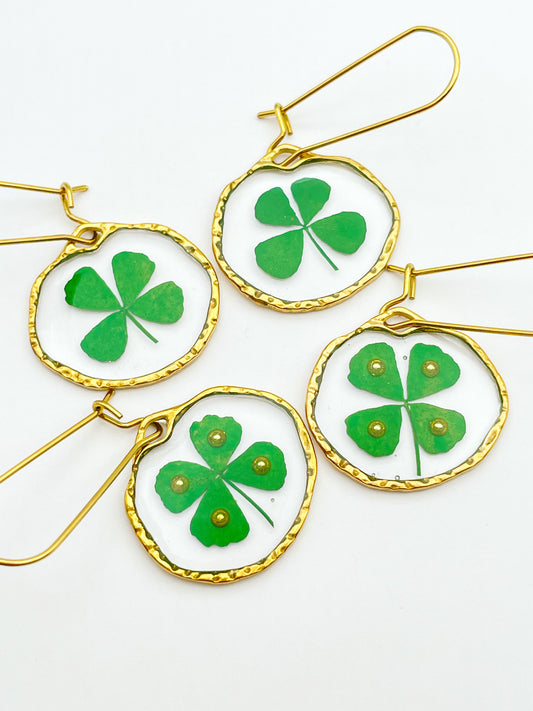 Four-leaf clover good luck earrings in small size