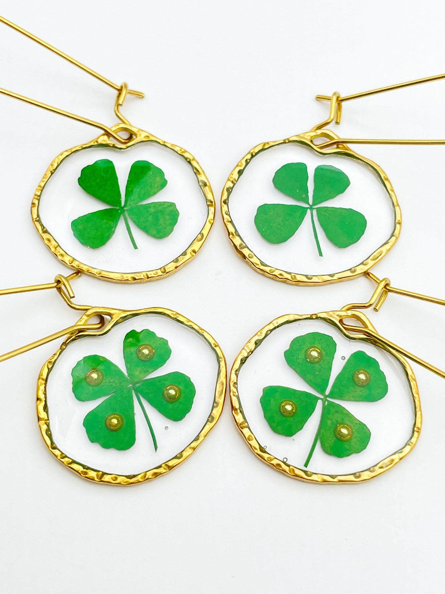 Four-leaf clover good luck earrings in small size