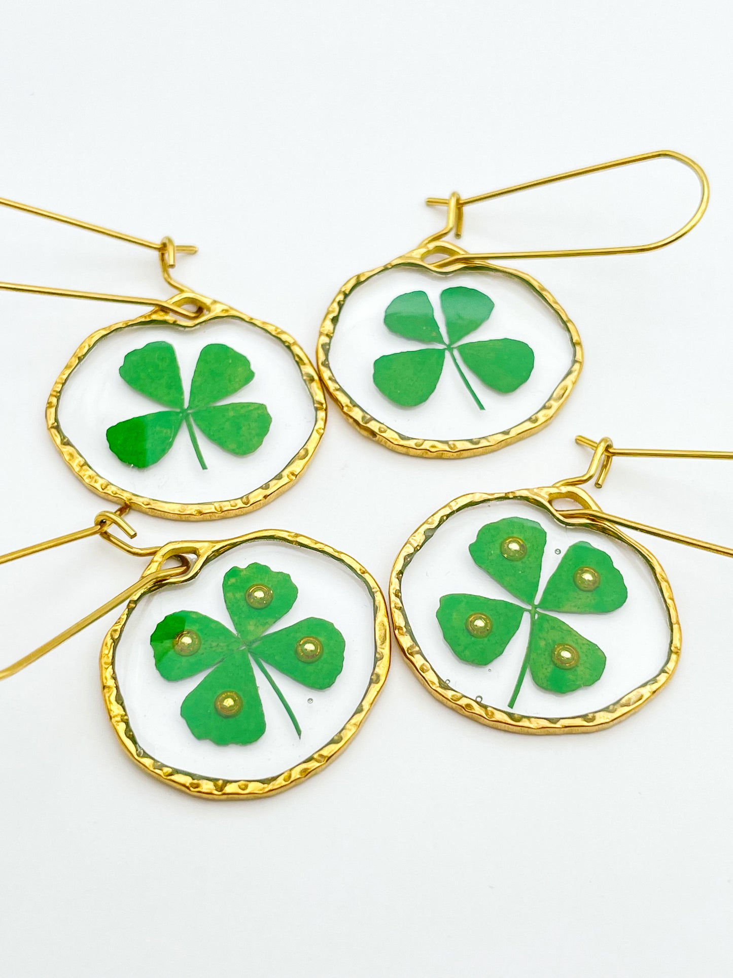 Four-leaf clover good luck earrings in small size