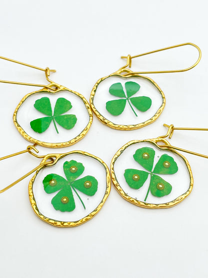 Four-leaf clover good luck earrings in small size