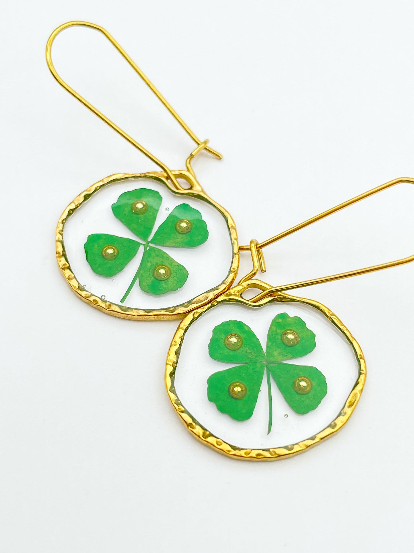 Four-leaf clover good luck earrings in small size
