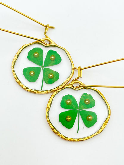 Four-leaf clover good luck earrings in small size