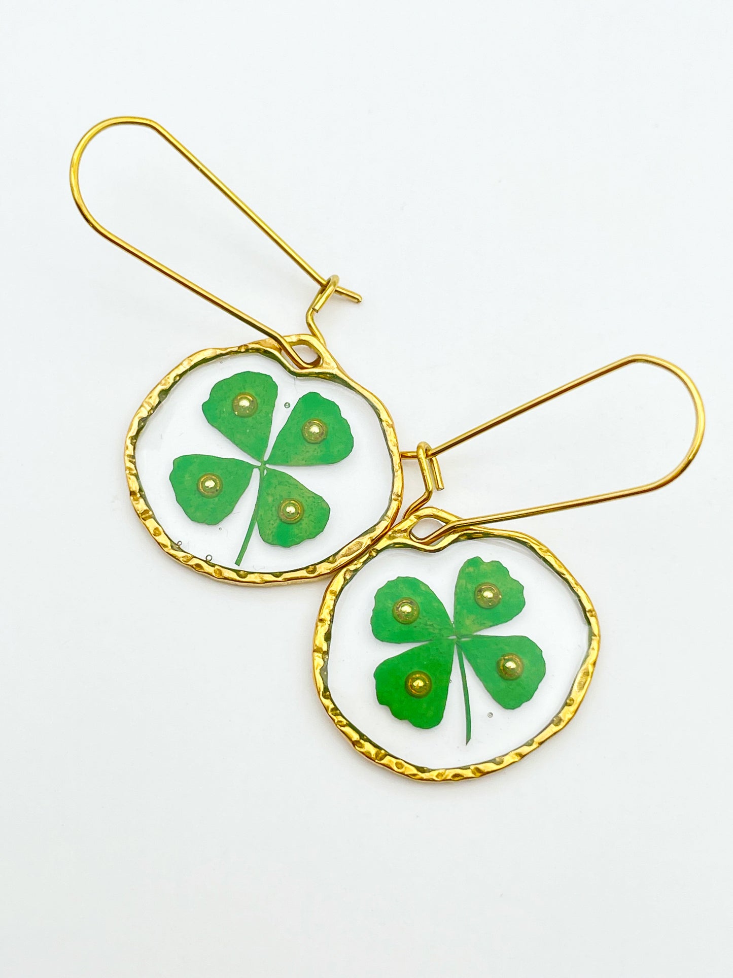 Four-leaf clover good luck earrings in small size