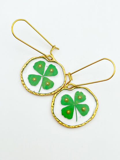 Four-leaf clover good luck earrings in small size